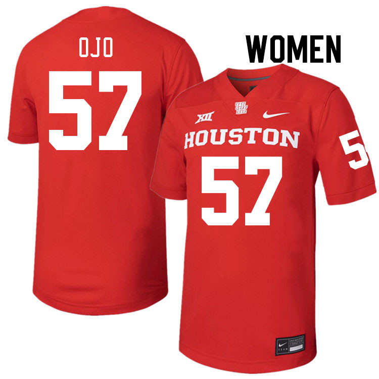 Women #57 Phillips Ojo Houston Cougars College Football Jerseys Stitched-Red